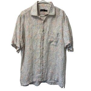 ST. CROIX SHIRT LINEN PASTEL FLORAL MENS XL TRAVEL VACATION BUTTON LIGHTWEIGHT